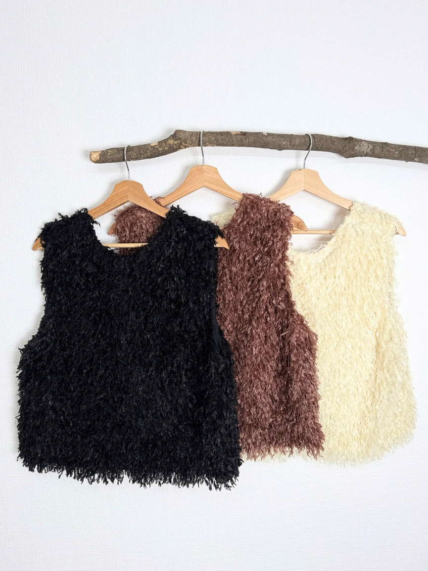 【即納】2way fringe vest