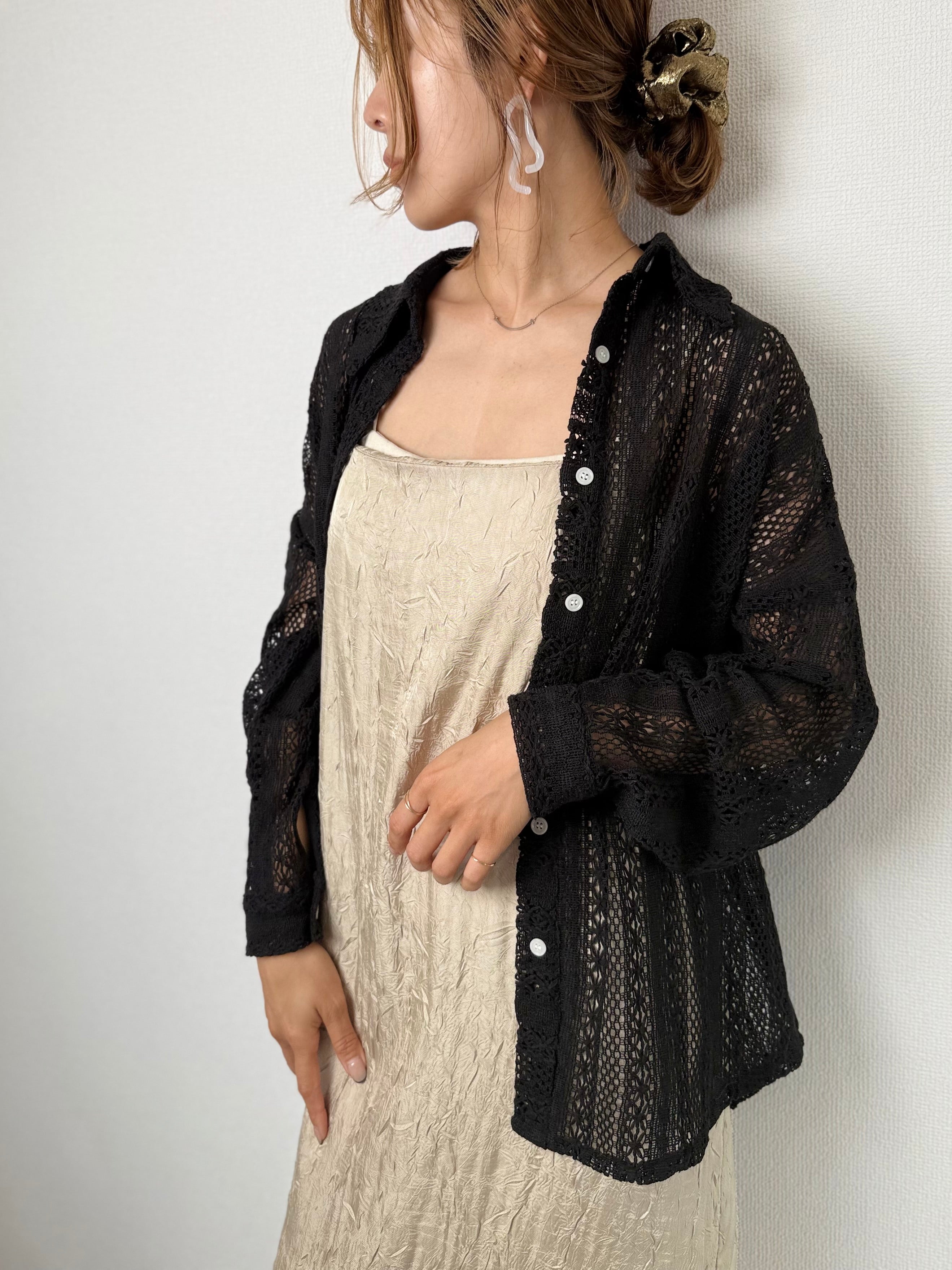 OPEN KNIT LOOSE SHIRT