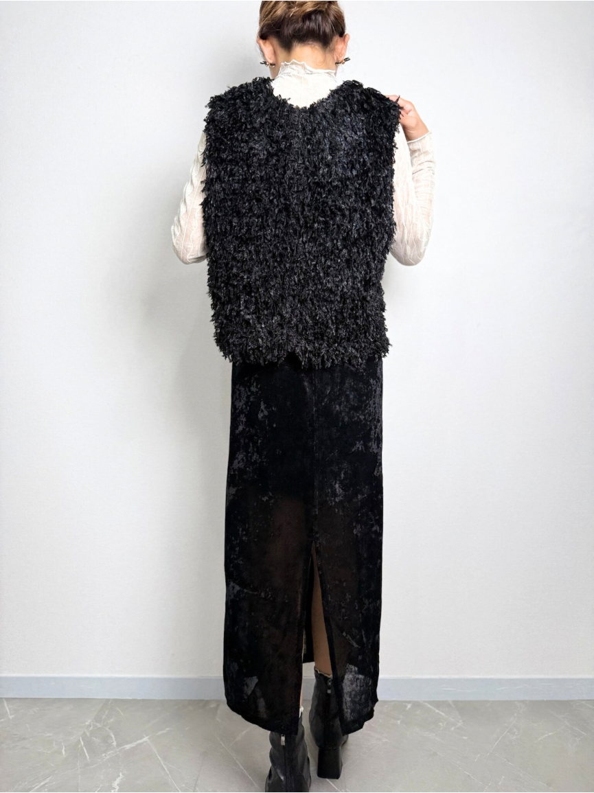 【即納】2way fringe vest