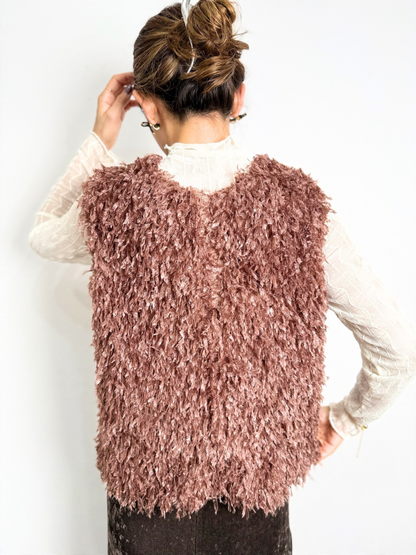 【即納】2way fringe vest