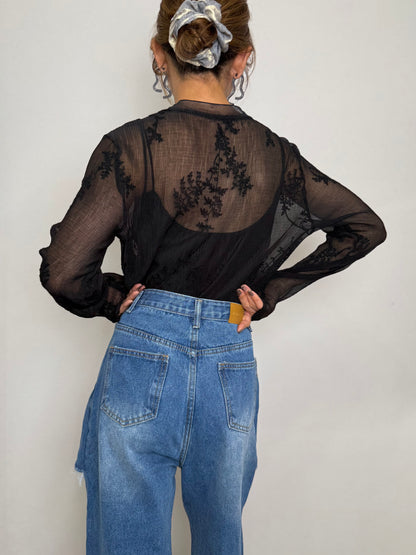 EMBROIDERED SHEER TOPS