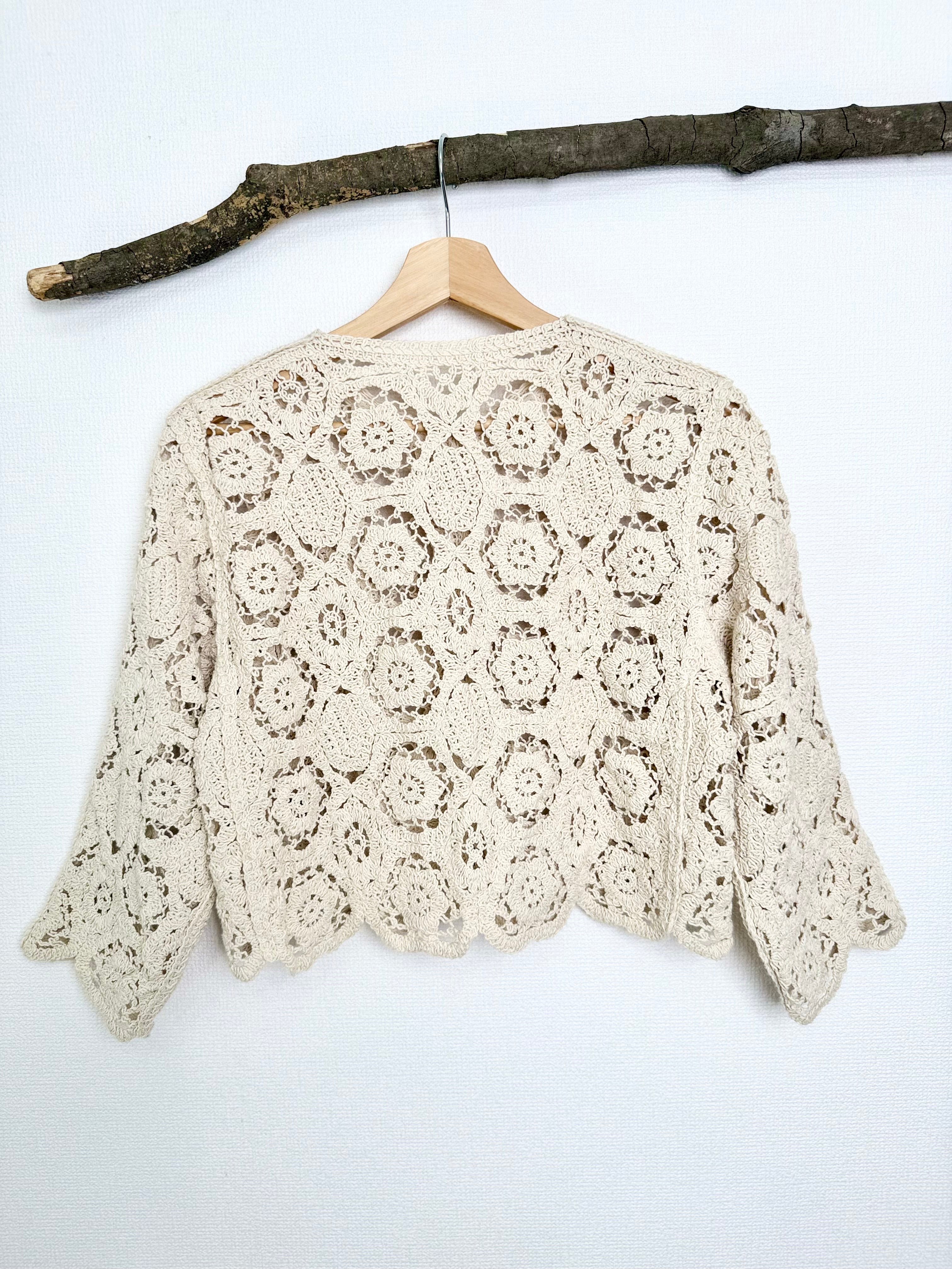 【Vikini Vender】フローラルクロシェカバーアップカーディガン セール】花柄 クロシェ編み カーディガン（ニット/セーター