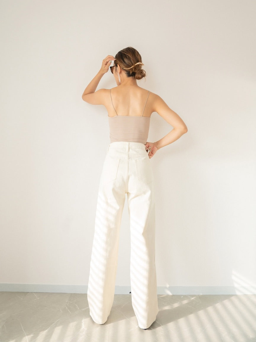 high waist ivory denim