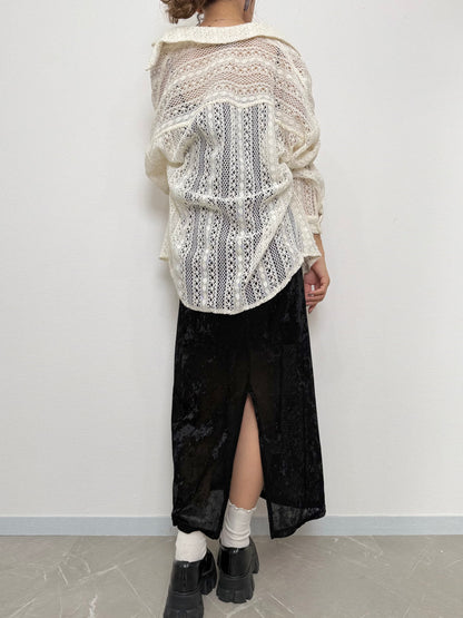 透かし編みルーズシャツ