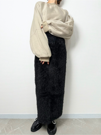 【即納】shaggy knit skirt