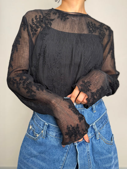 EMBROIDERED SHEER TOPS