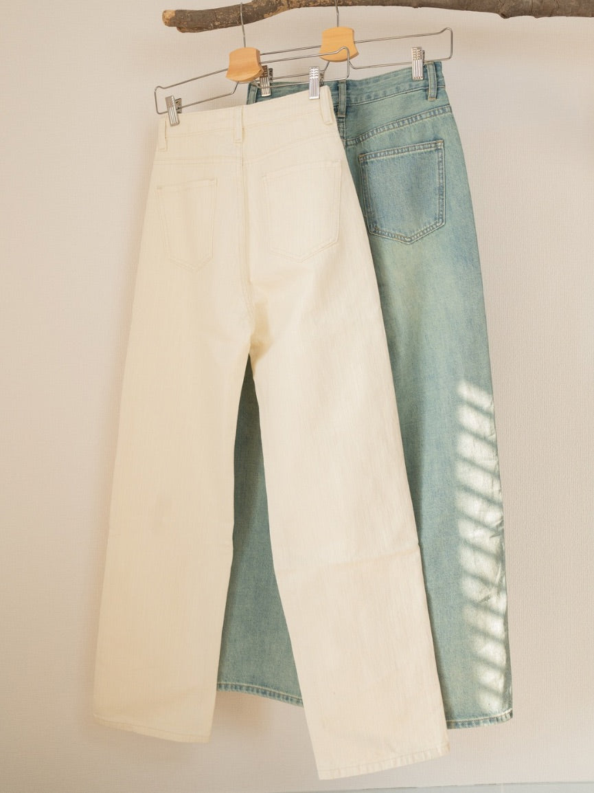 high waist ivory denim