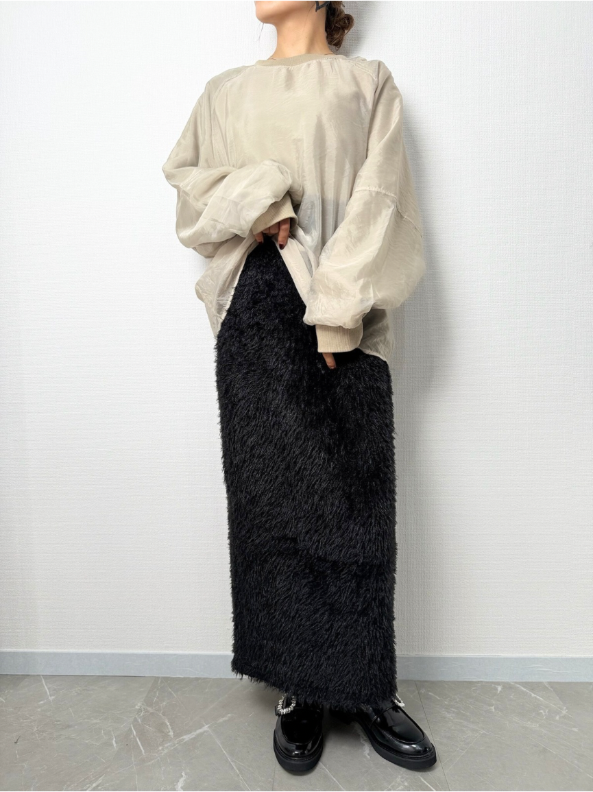 【即納】shaggy knit skirt