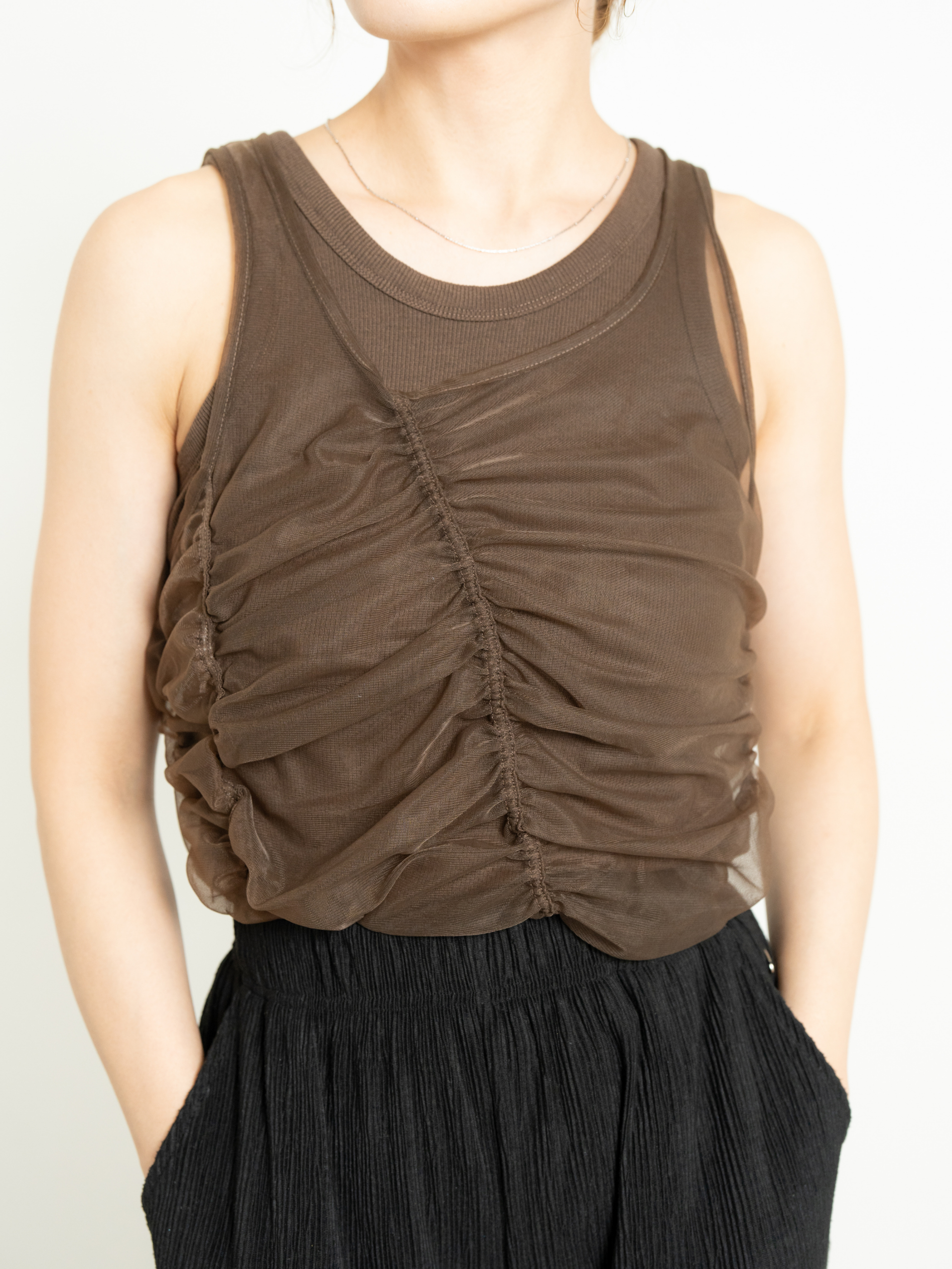 SHIRRED SHEER TANK TOP SET