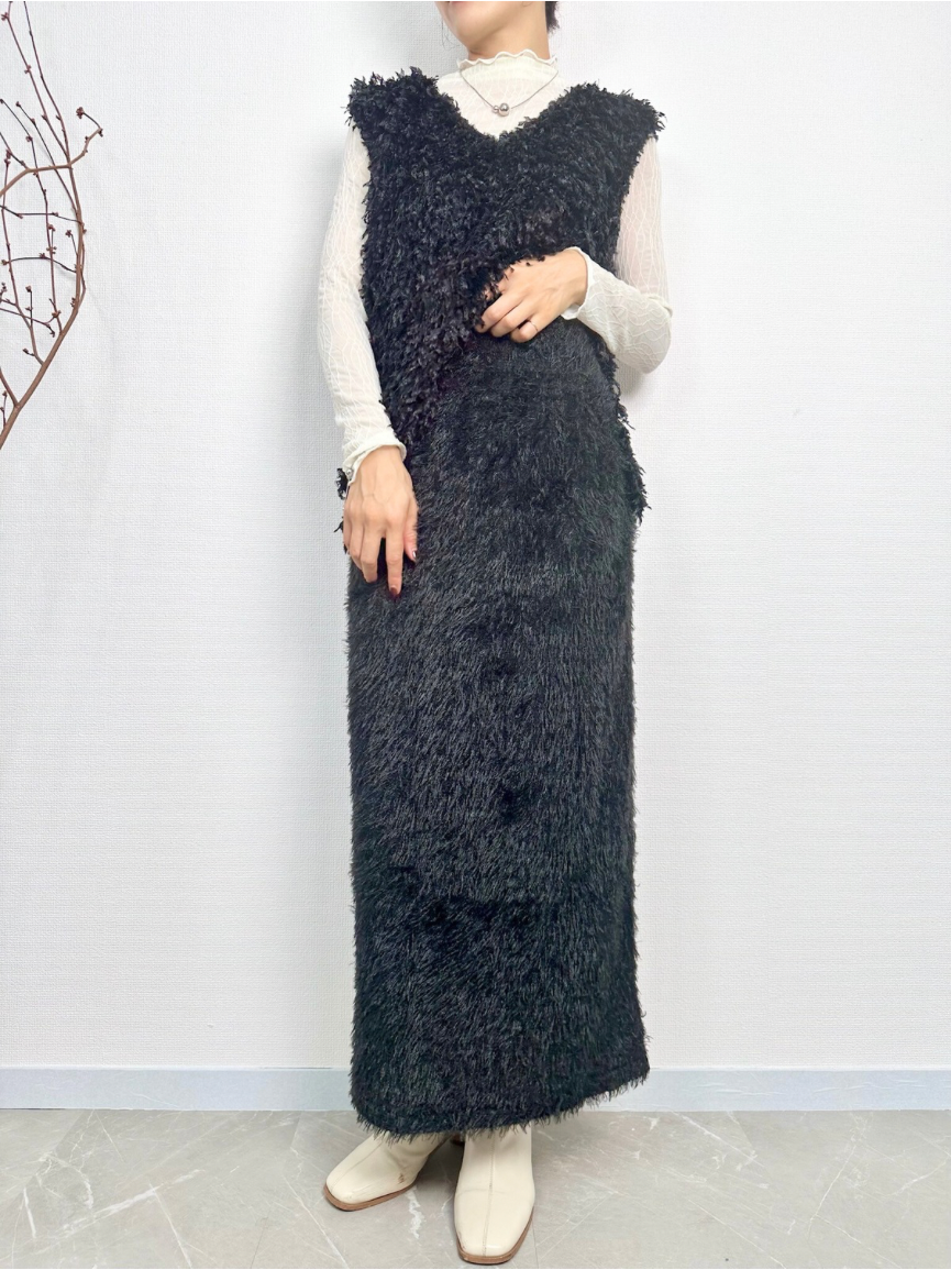 【即納】shaggy knit skirt