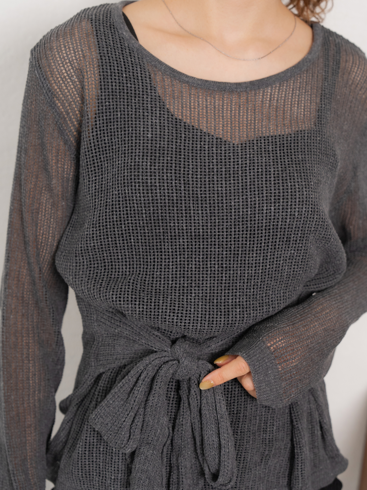 WAIST TIE SHEER KNIT【9/25(金)〜 販売】