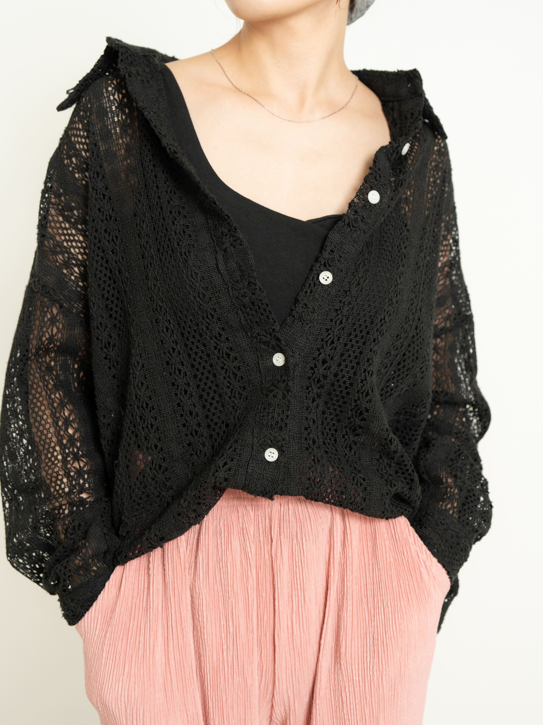 OPEN KNIT LOOSE SHIRT