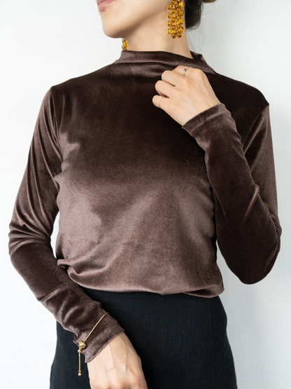 mockneck velour tops