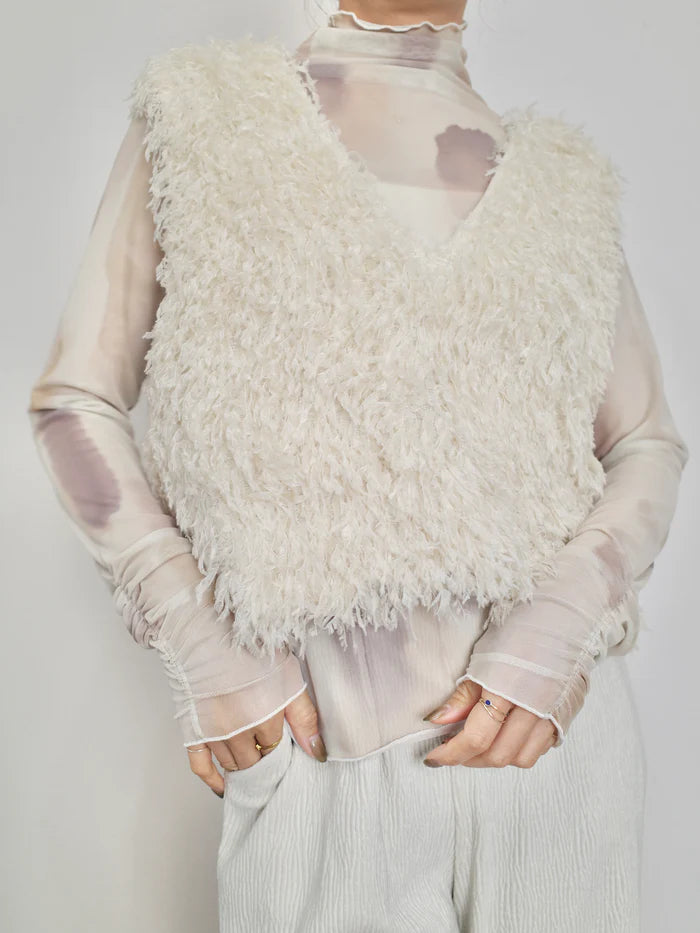 【SET】VELOUR LIKE STRAIGHT PANTS + 2WAY FRINGE VEST + MIST SHEER BOTTLE TOPS