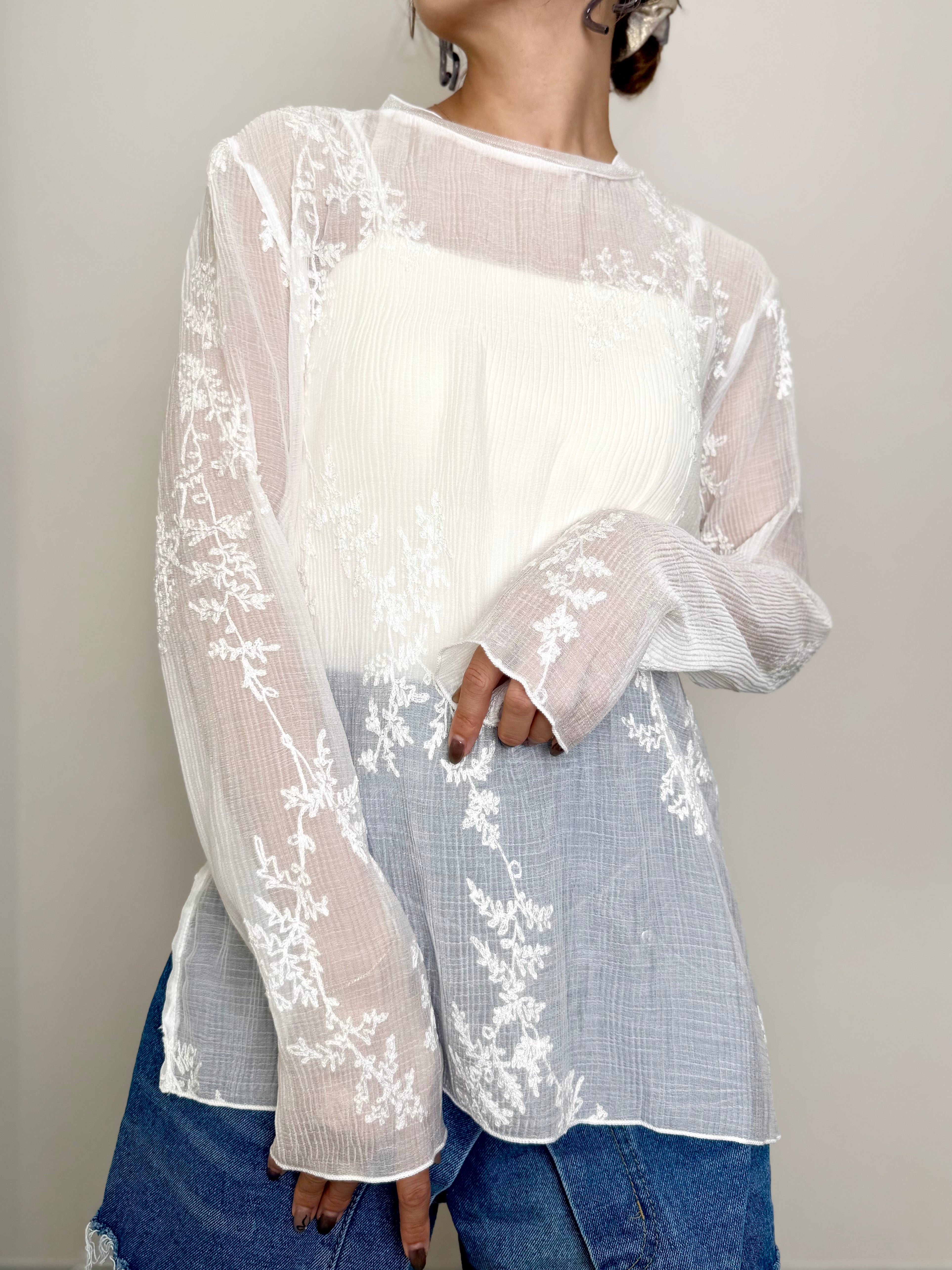 EMBROIDERED SHEER TOPS