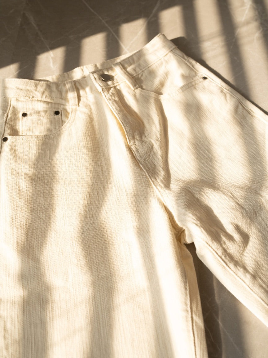 high waist ivory denim