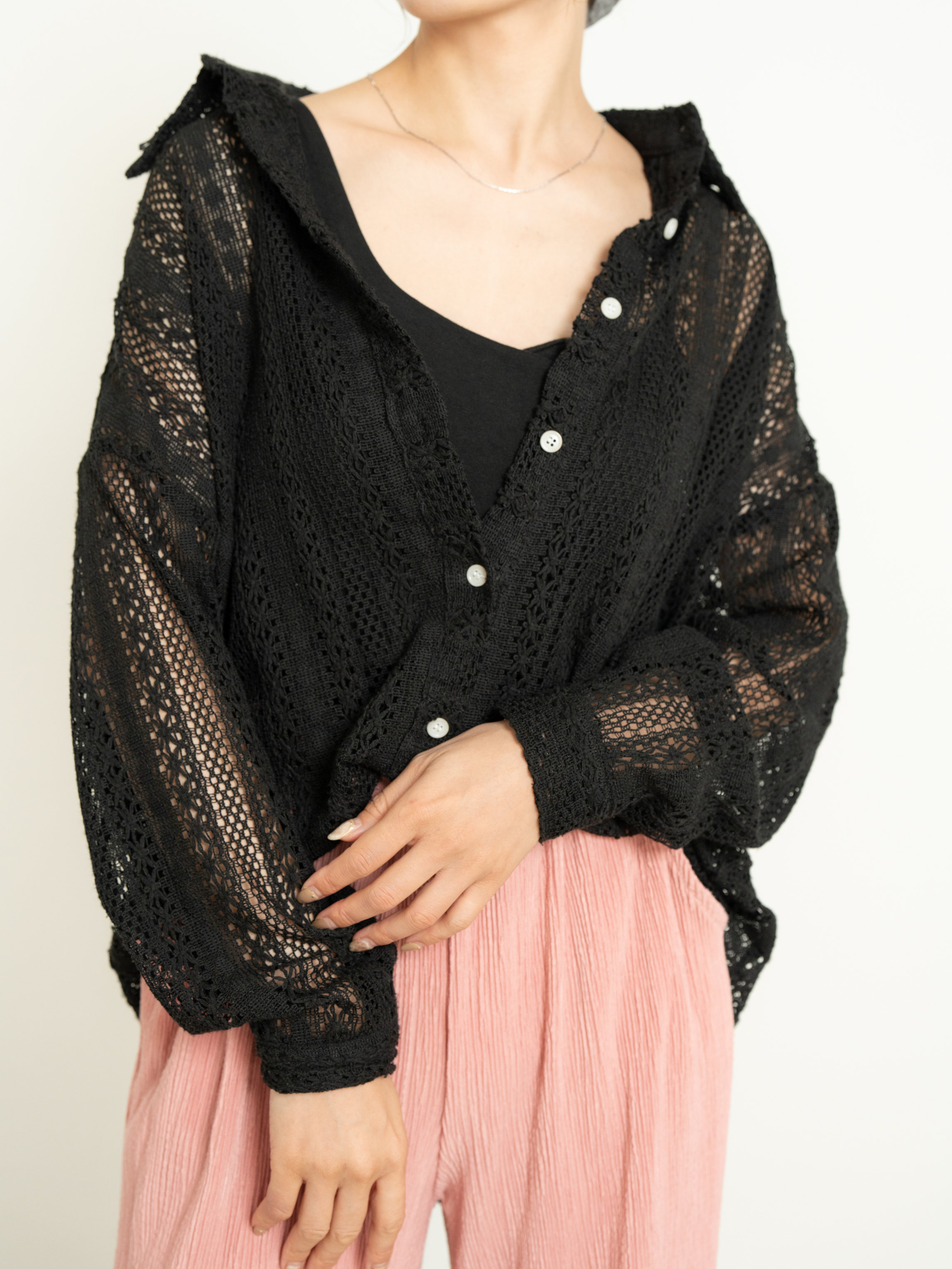 OPEN KNIT LOOSE SHIRT