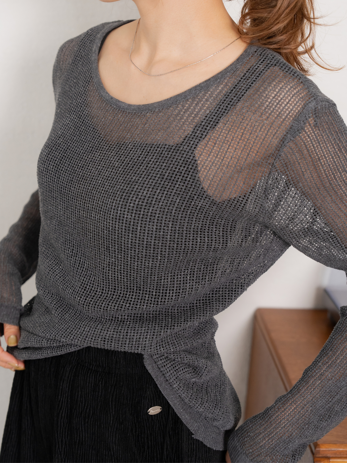 WAIST TIE SHEER KNIT【9/25(金)〜 販売】