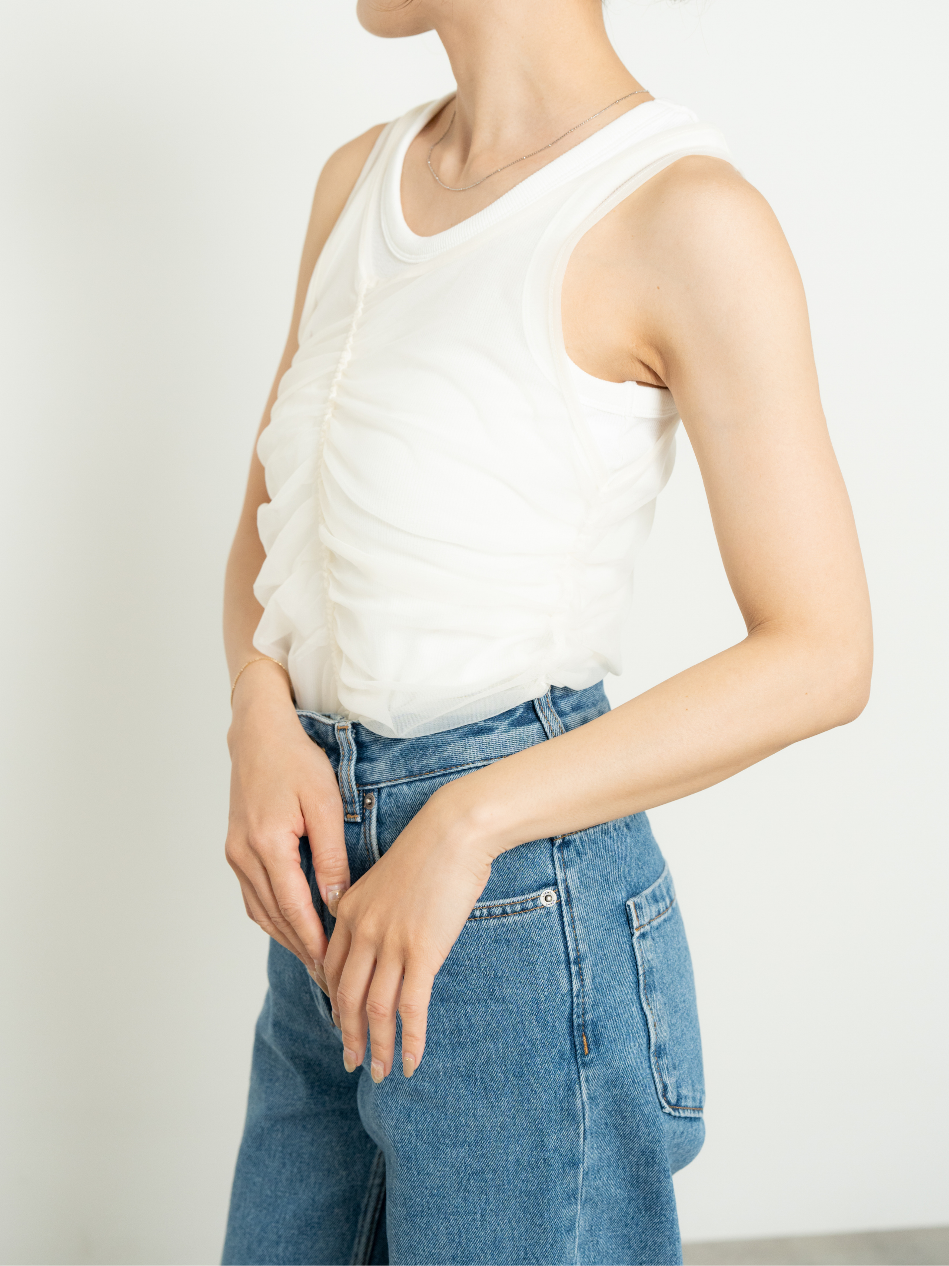SHIRRED SHEER TANK TOP SET