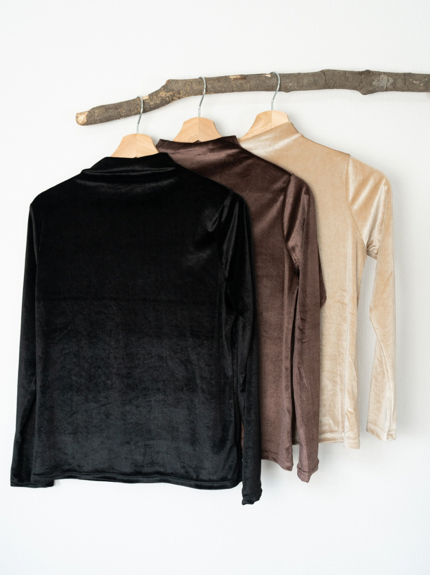 mockneck velour tops