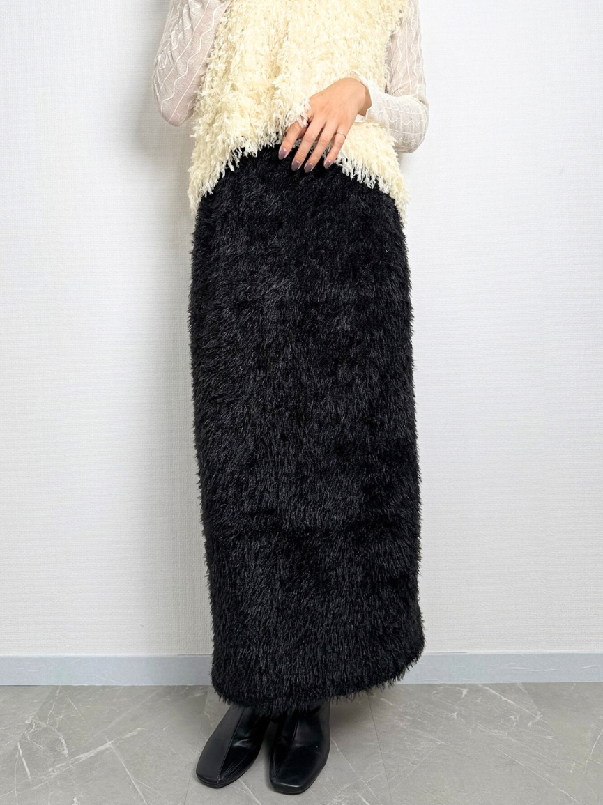 【即納】shaggy knit skirt