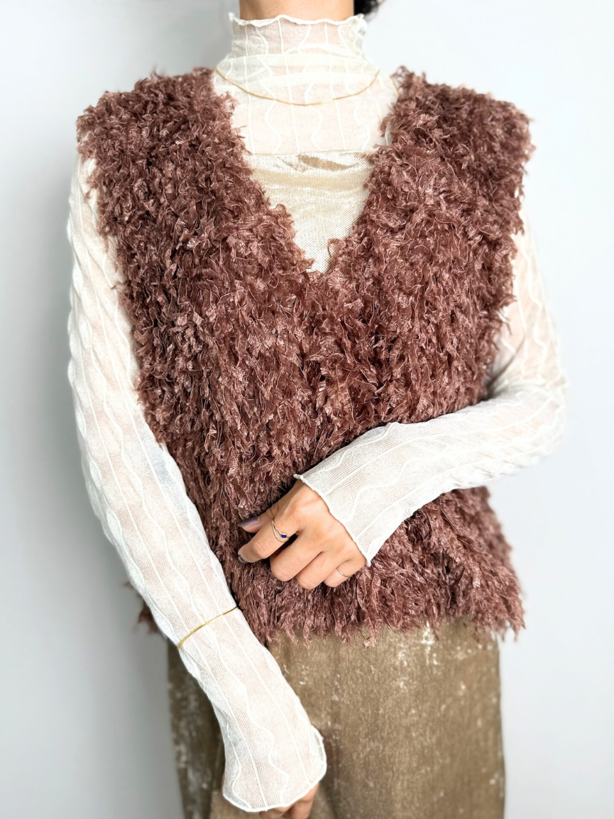 【即納】2way fringe vest