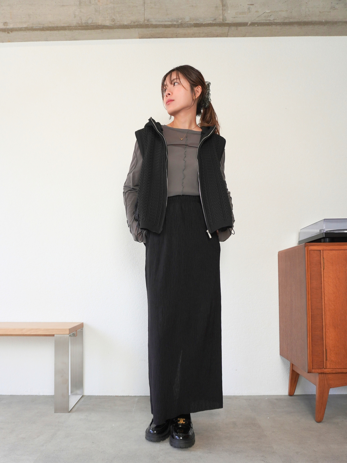 KNIT DOCKING HOODIE VEST【9/25(金)〜 販売】