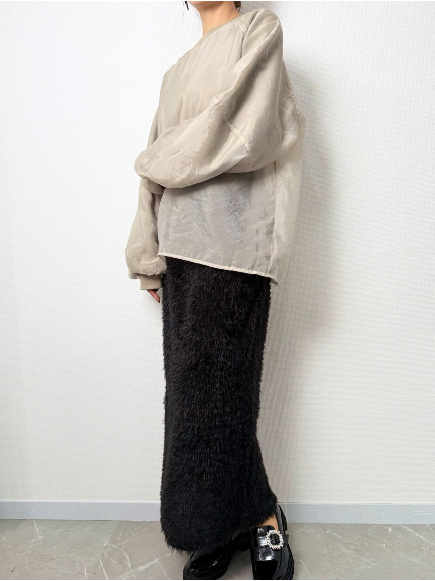 【即納】shaggy knit skirt