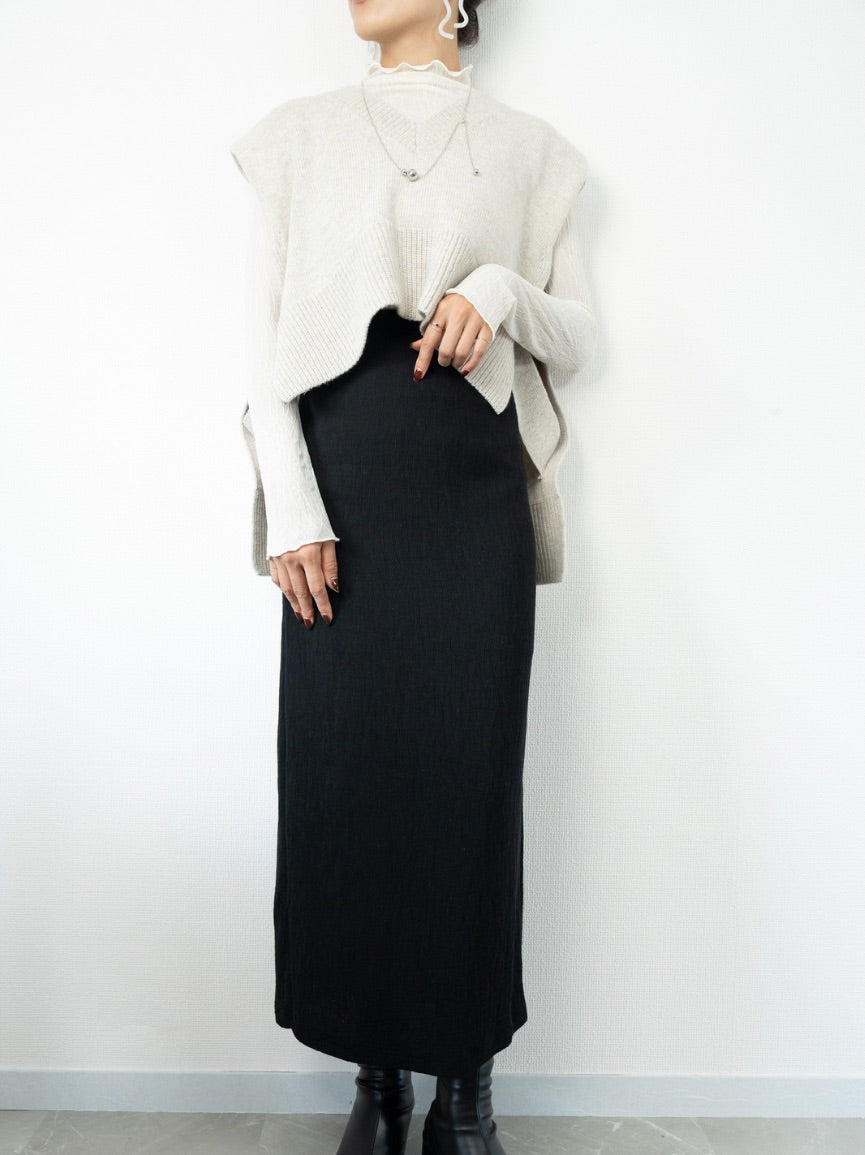 【即納】crepe slit skirt