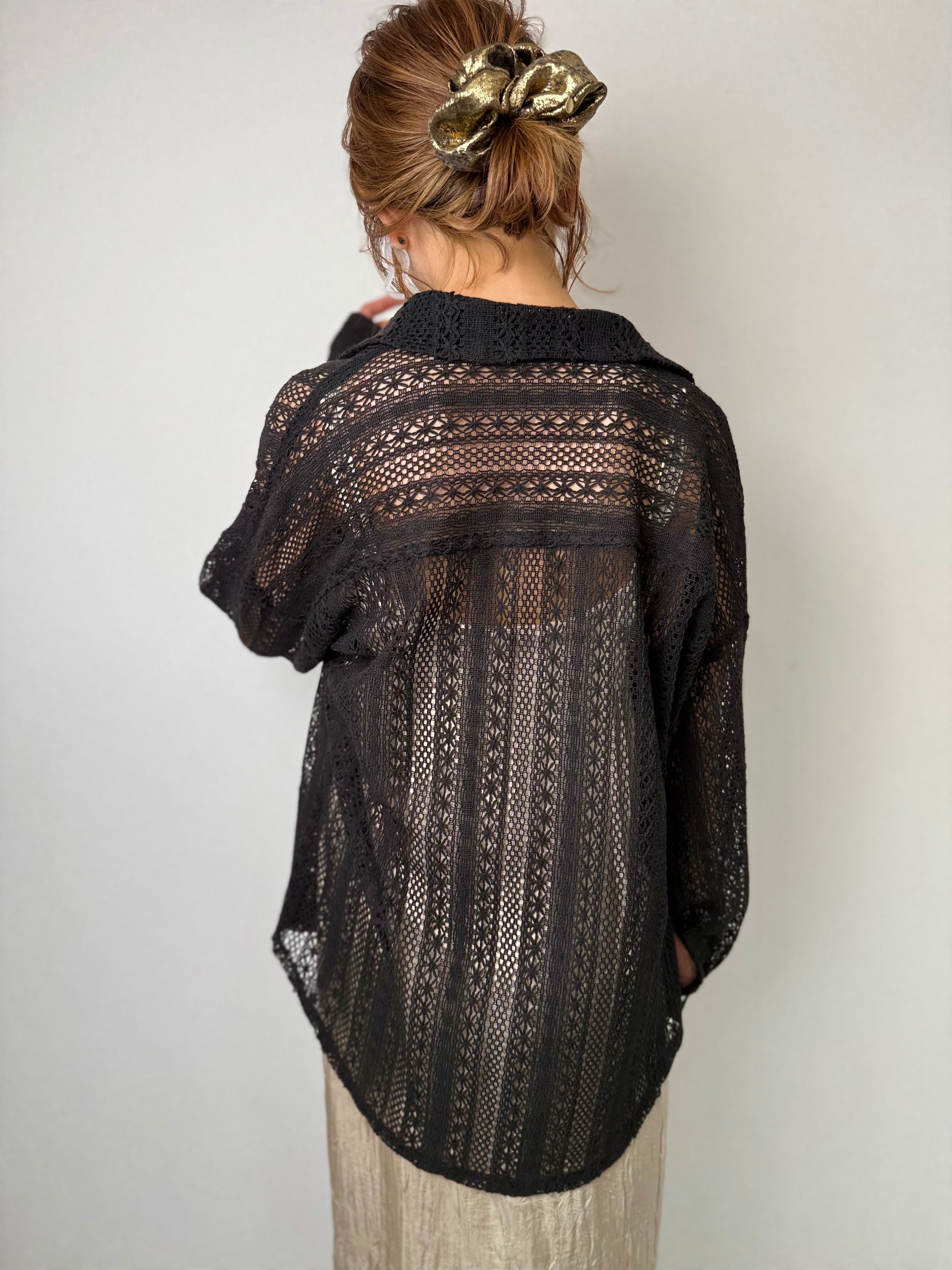 OPEN KNIT LOOSE SHIRT