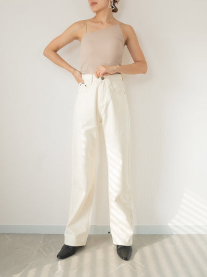 high waist ivory denim