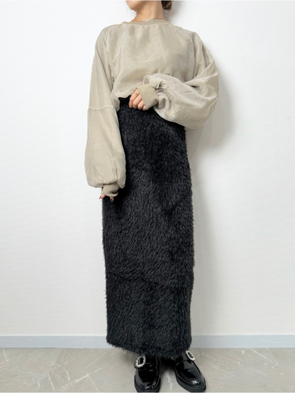 【即納】shaggy knit skirt