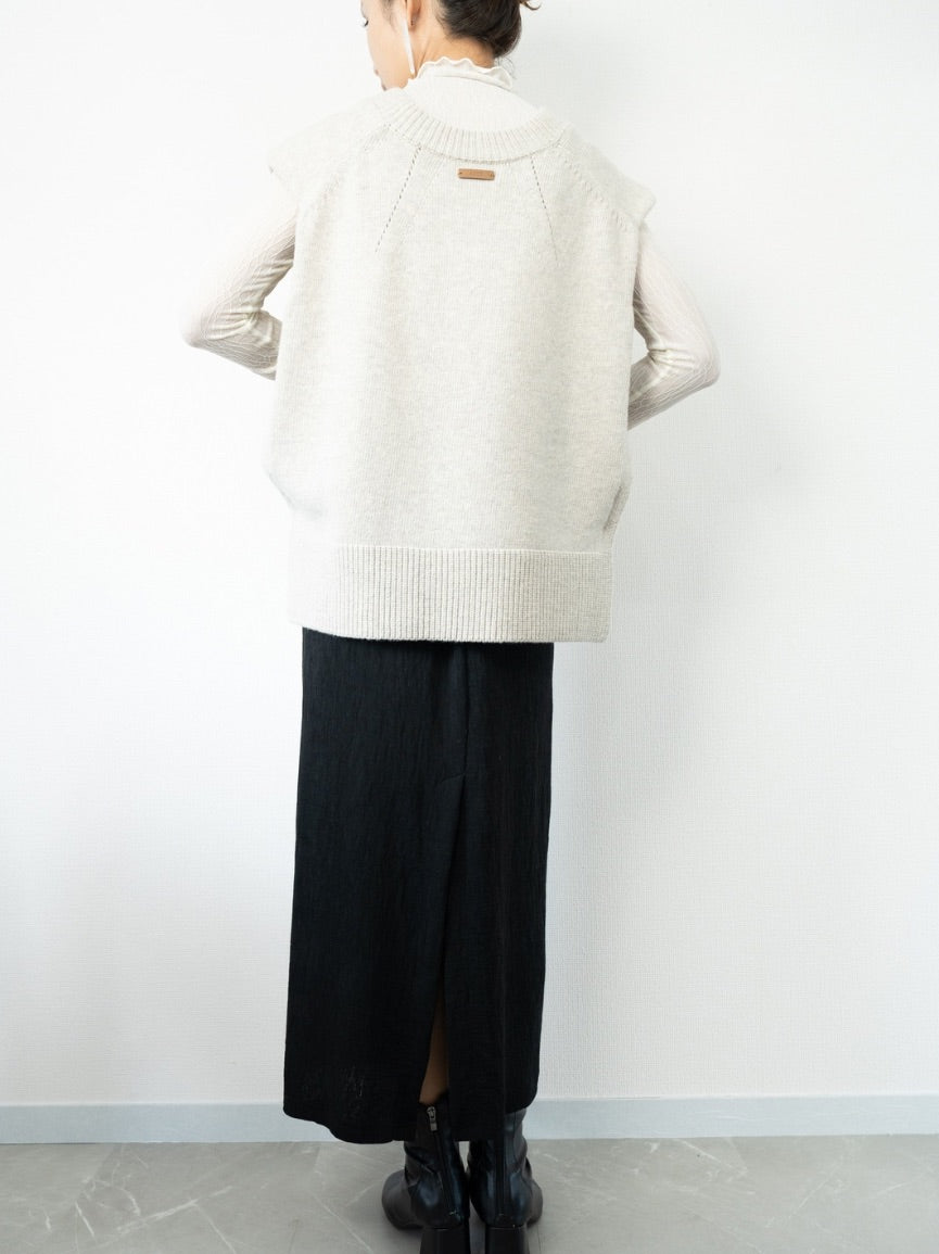 【即納】crepe slit skirt