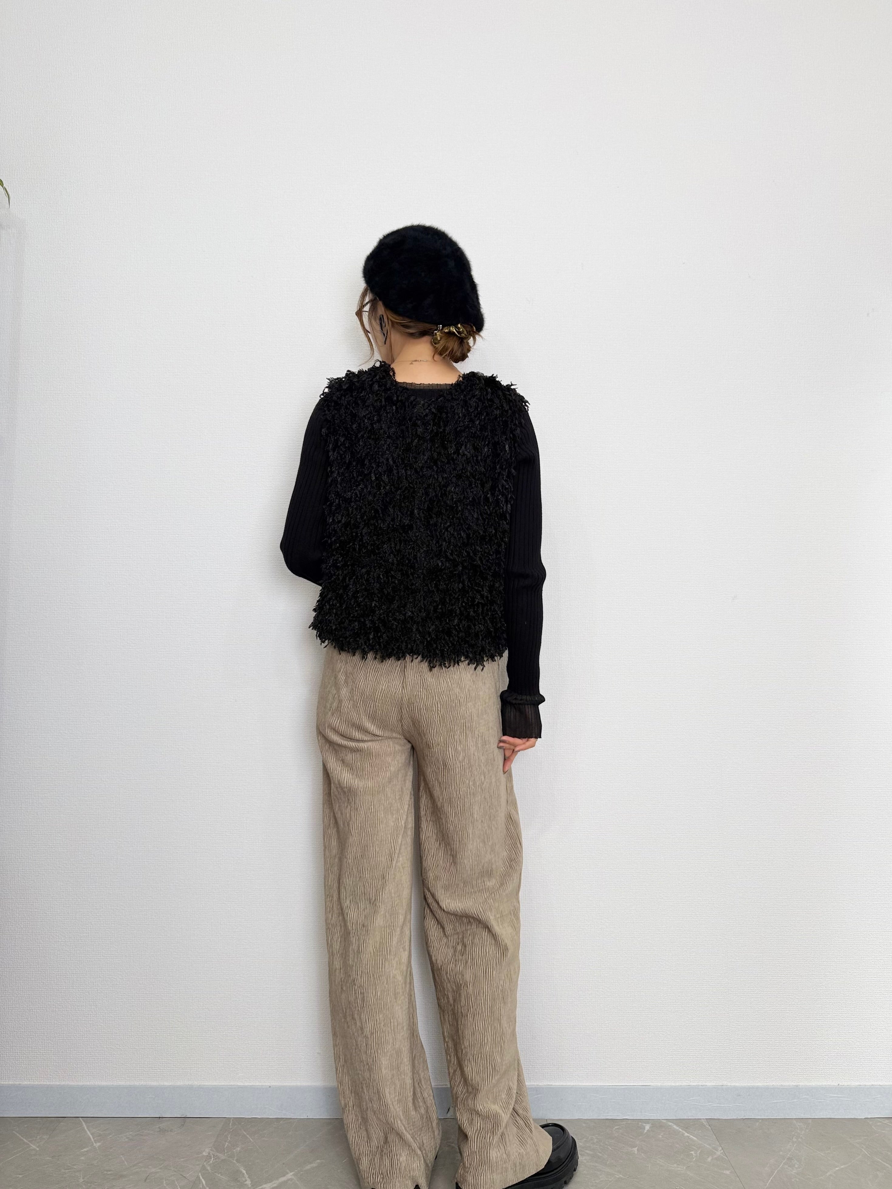 VELOUR LIKE STRAIGHT PANTS