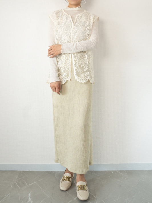 【即納】crepe slit skirt