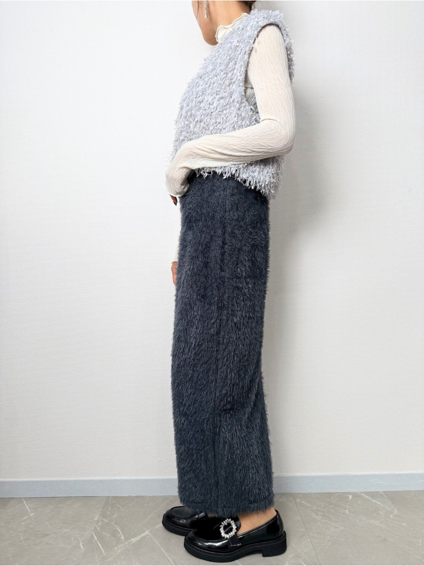 【即納】shaggy knit skirt