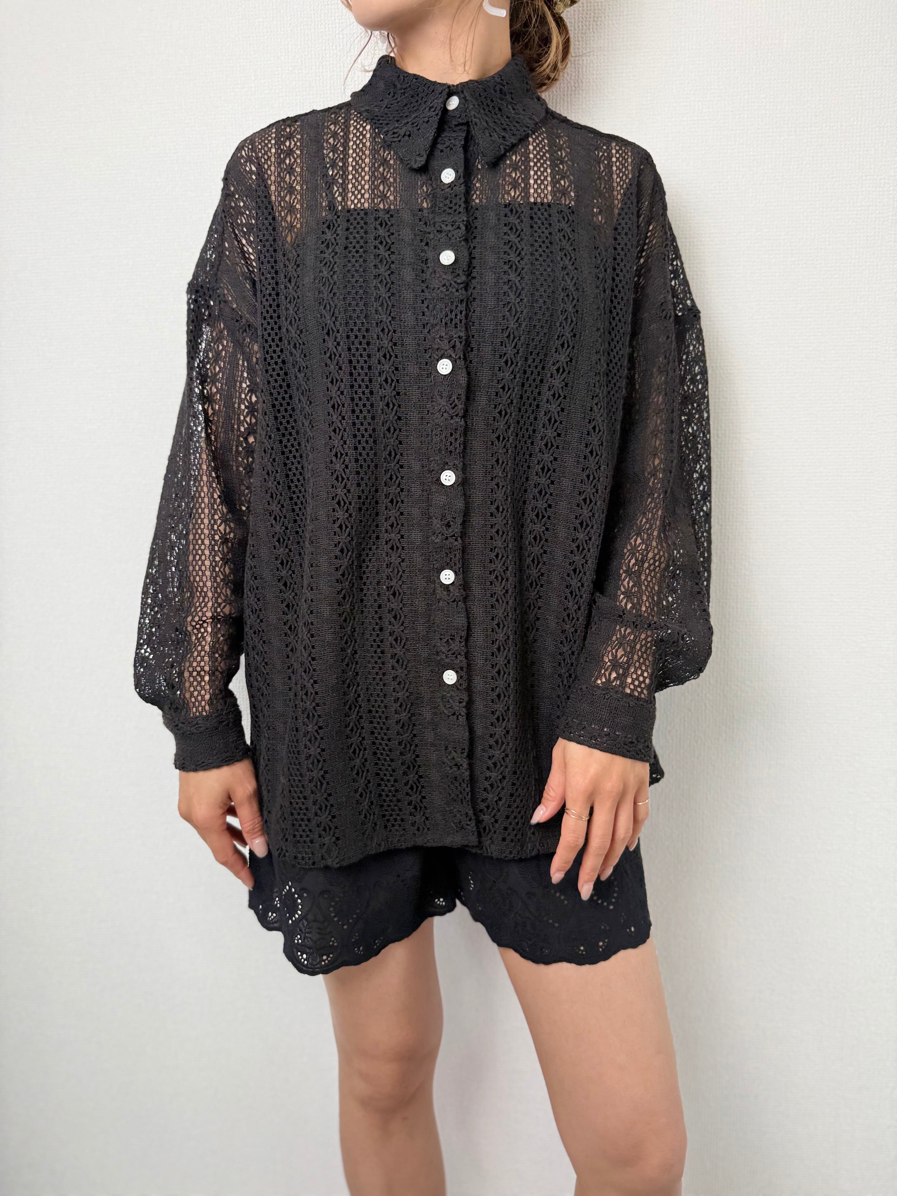 OPEN KNIT LOOSE SHIRT