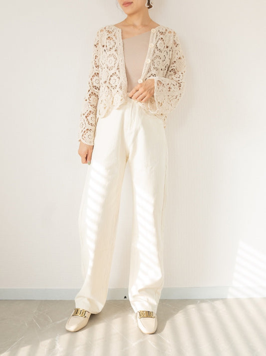 high waist ivory denim