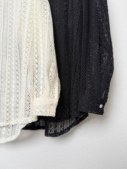 透かし編みルーズシャツ