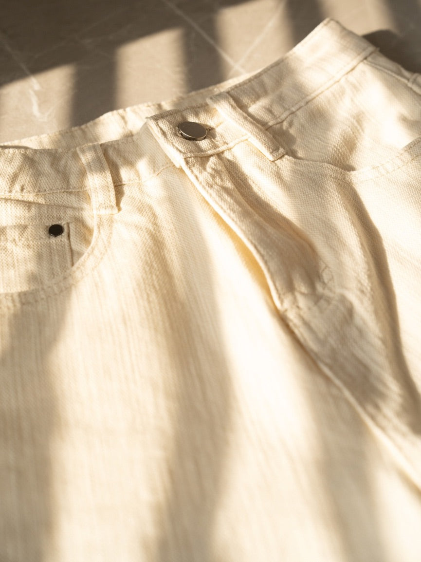 high waist ivory denim