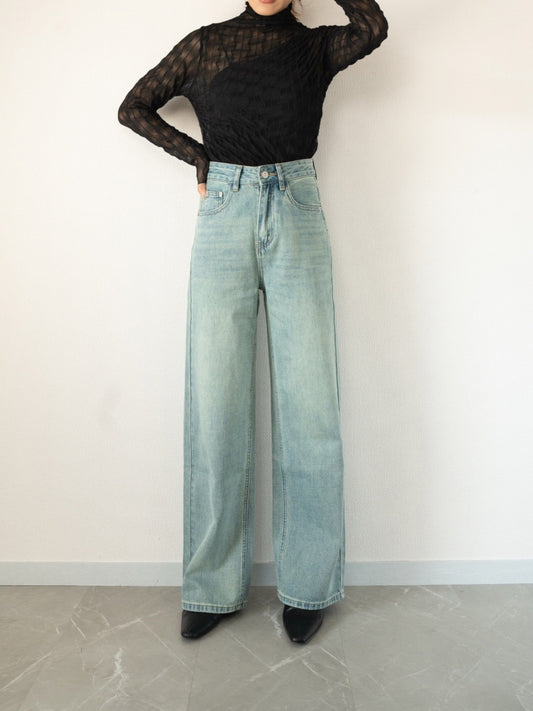 high waist blue denim