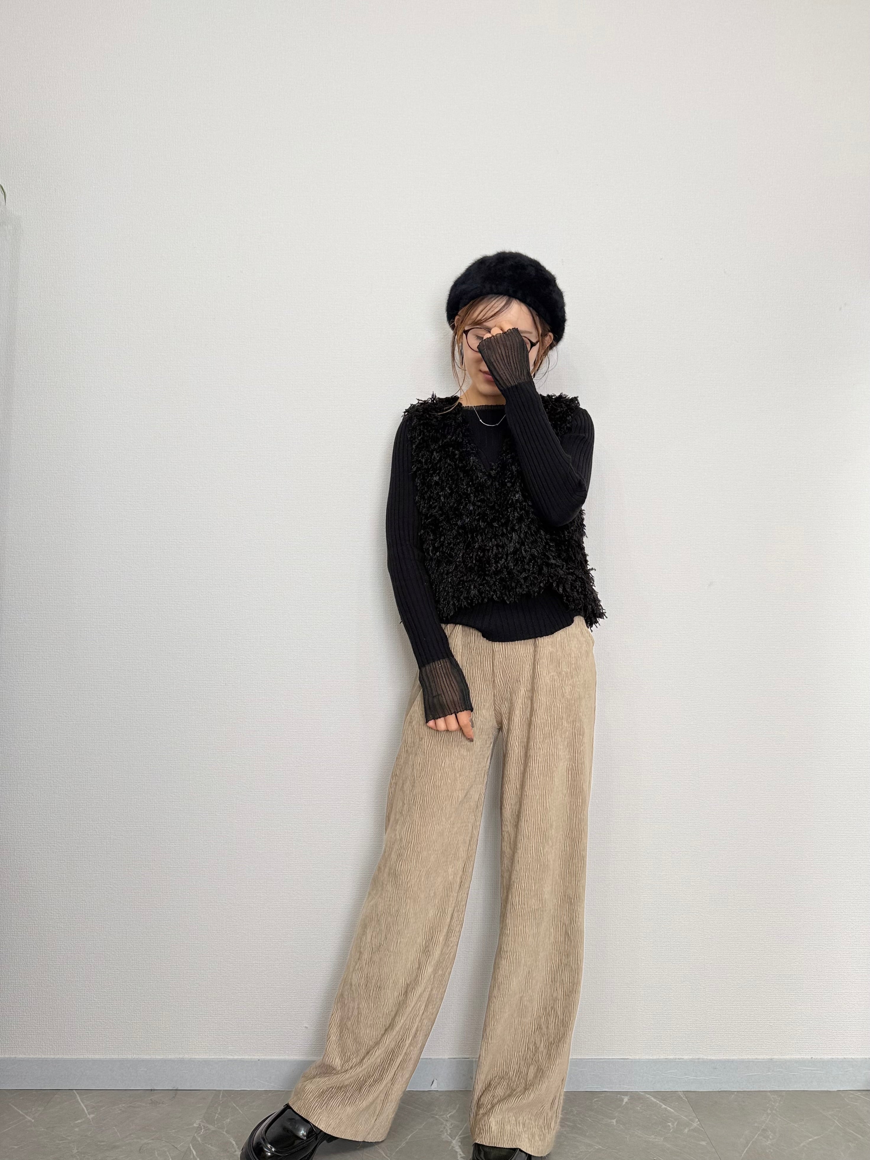 VELOUR LIKE STRAIGHT PANTS