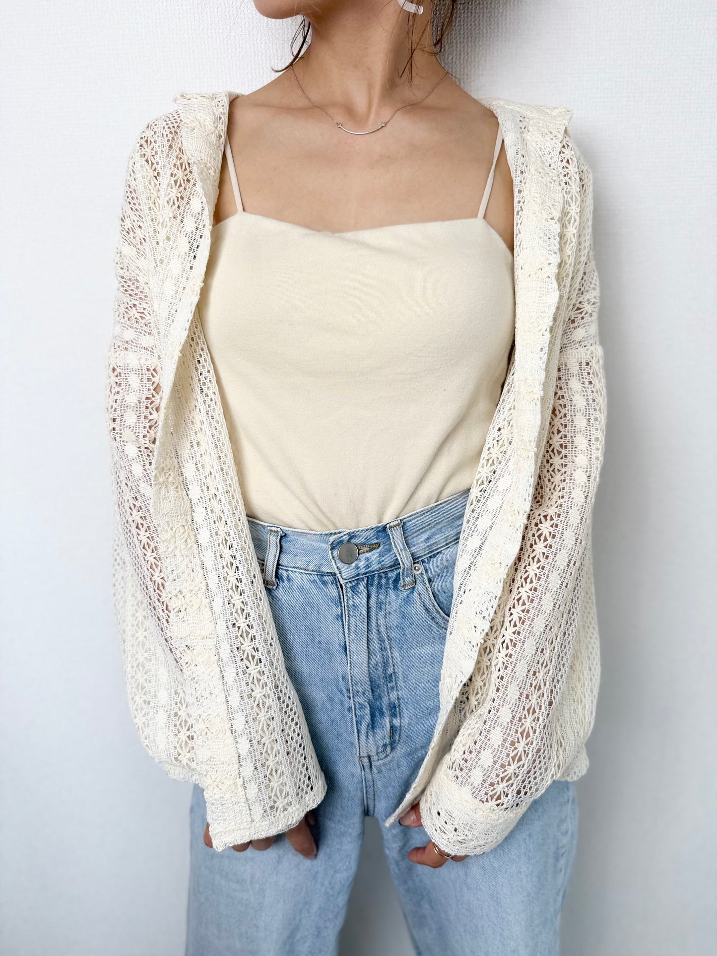 透かし編みルーズシャツ