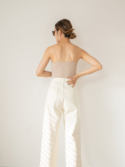 high waist ivory denim