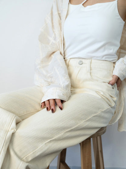 high waist ivory denim