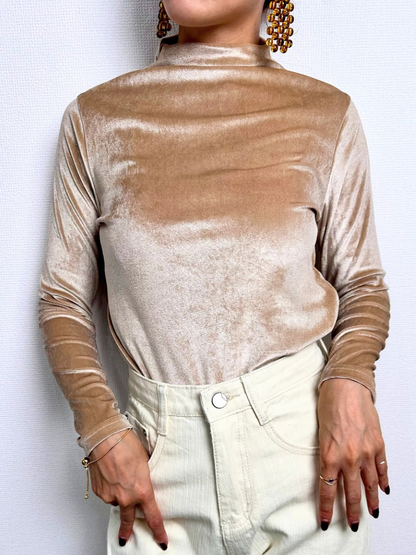 mockneck velour tops