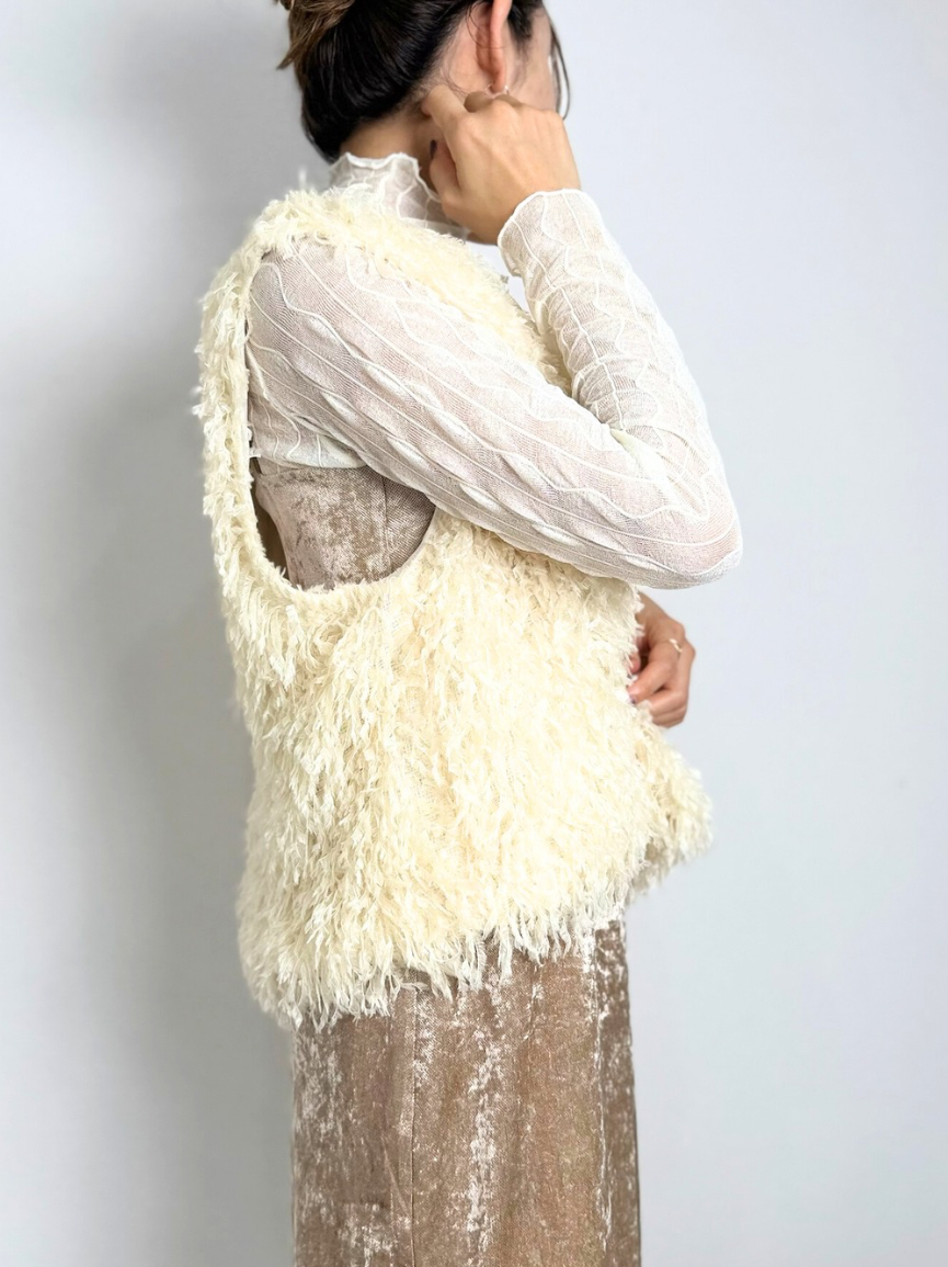 【即納】2way fringe vest