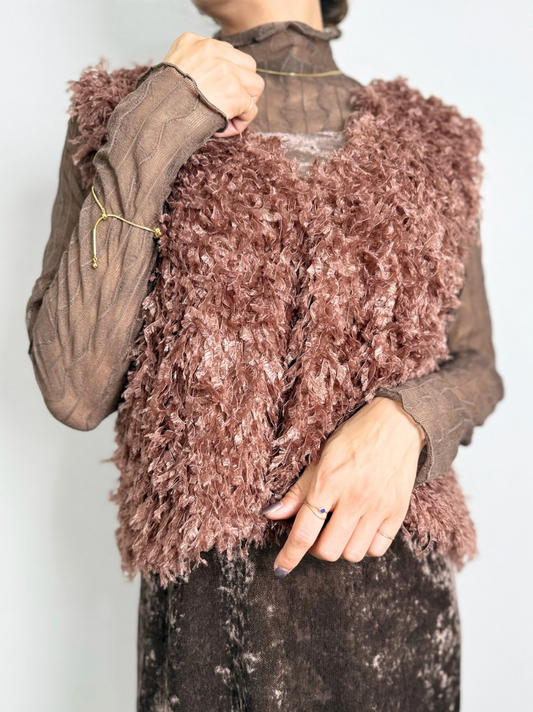 【即納】2way fringe vest