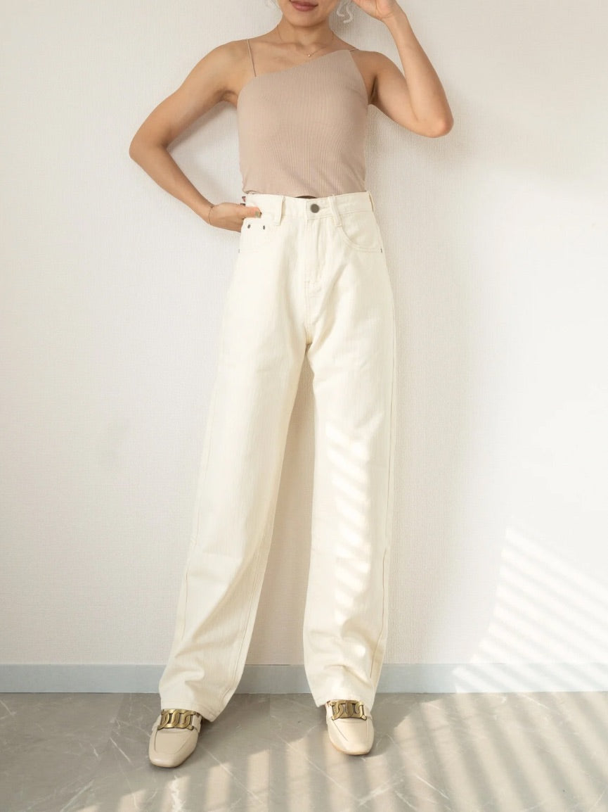 high waist ivory denim