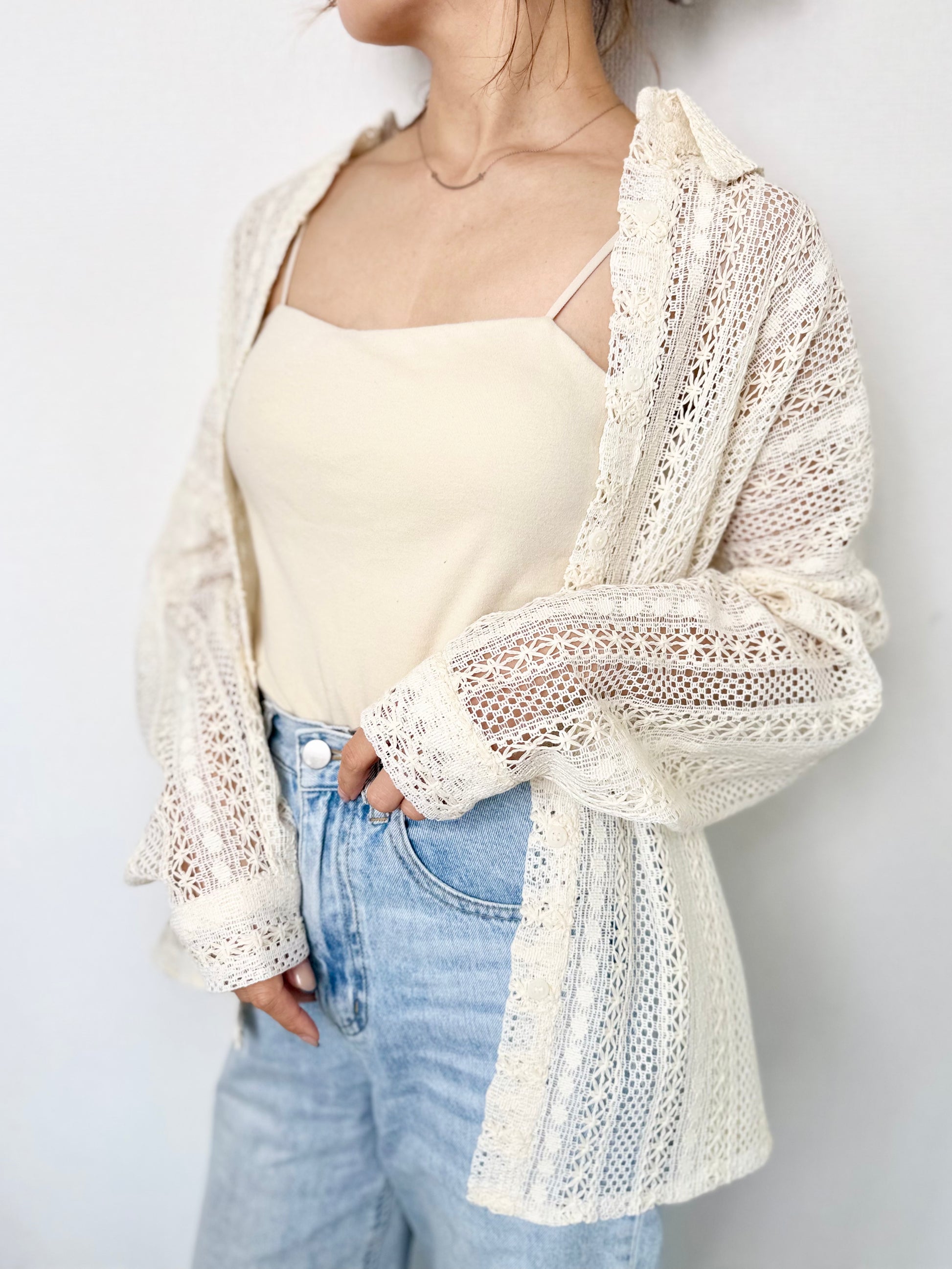 newi ニュイ 透かし編みルーズシャツ ブラック 完売品